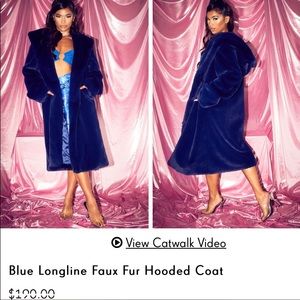 Pretty little thing cobalt blue faux fur coat